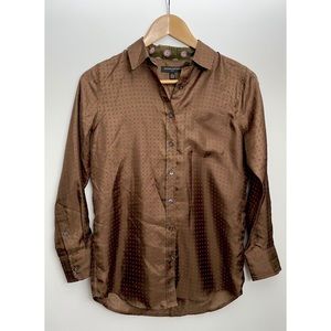 Banana Republic Silk Long Sleeve Brown Blouse,XXSP